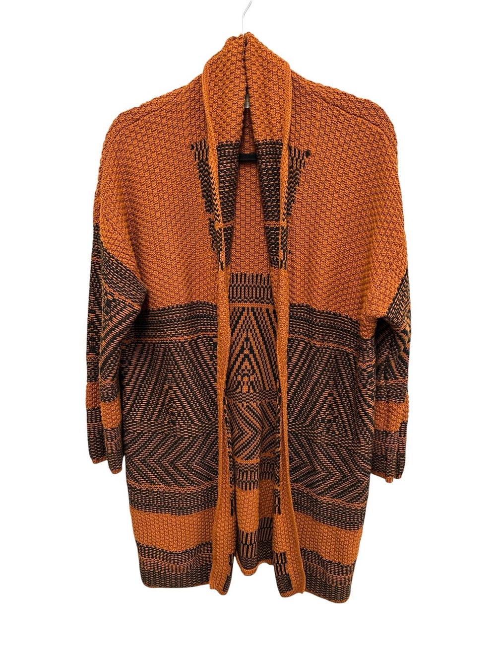 Lucky Brand Snagging Aztec cardigan sweater in burnt orange and black Size L